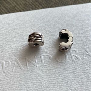 Bundle 2 Retired Pandora Forget Me Knot Charms Safety Clips Stoppers Spacers EUC